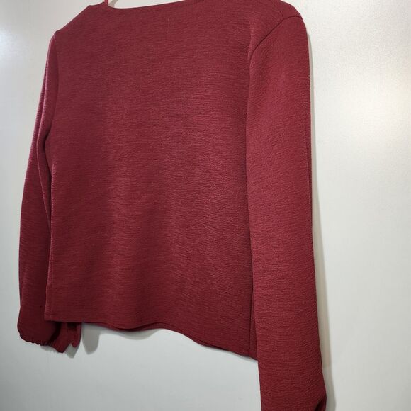 Madewell Texture & Thread Crepe Wrap Top Women’s Red Long Sleeve Tie Front S - Picture 7 of 9